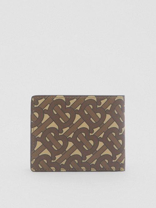 BURBERRY Monogram Print E-canvas Bifold Wallet