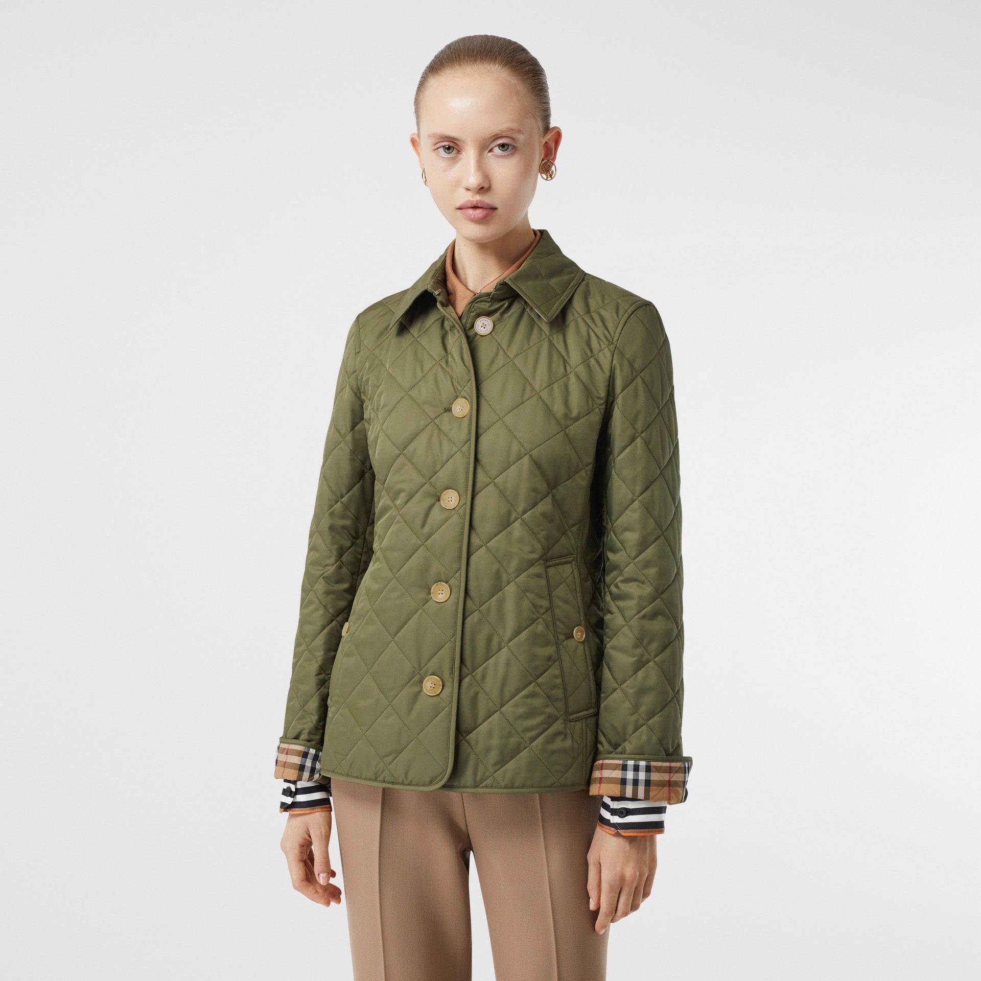 Diamond Quilted Jacket in Olive Green - Women | Burberry United States