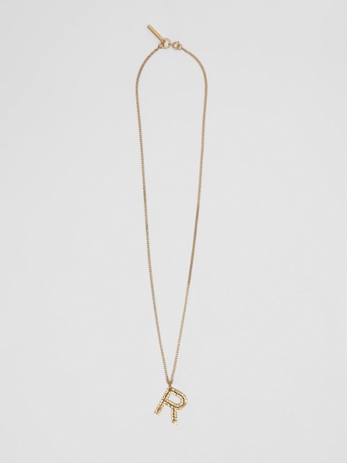 Burberry ‘r' Alphabet Charm Gold-plated Necklace In Light Gold