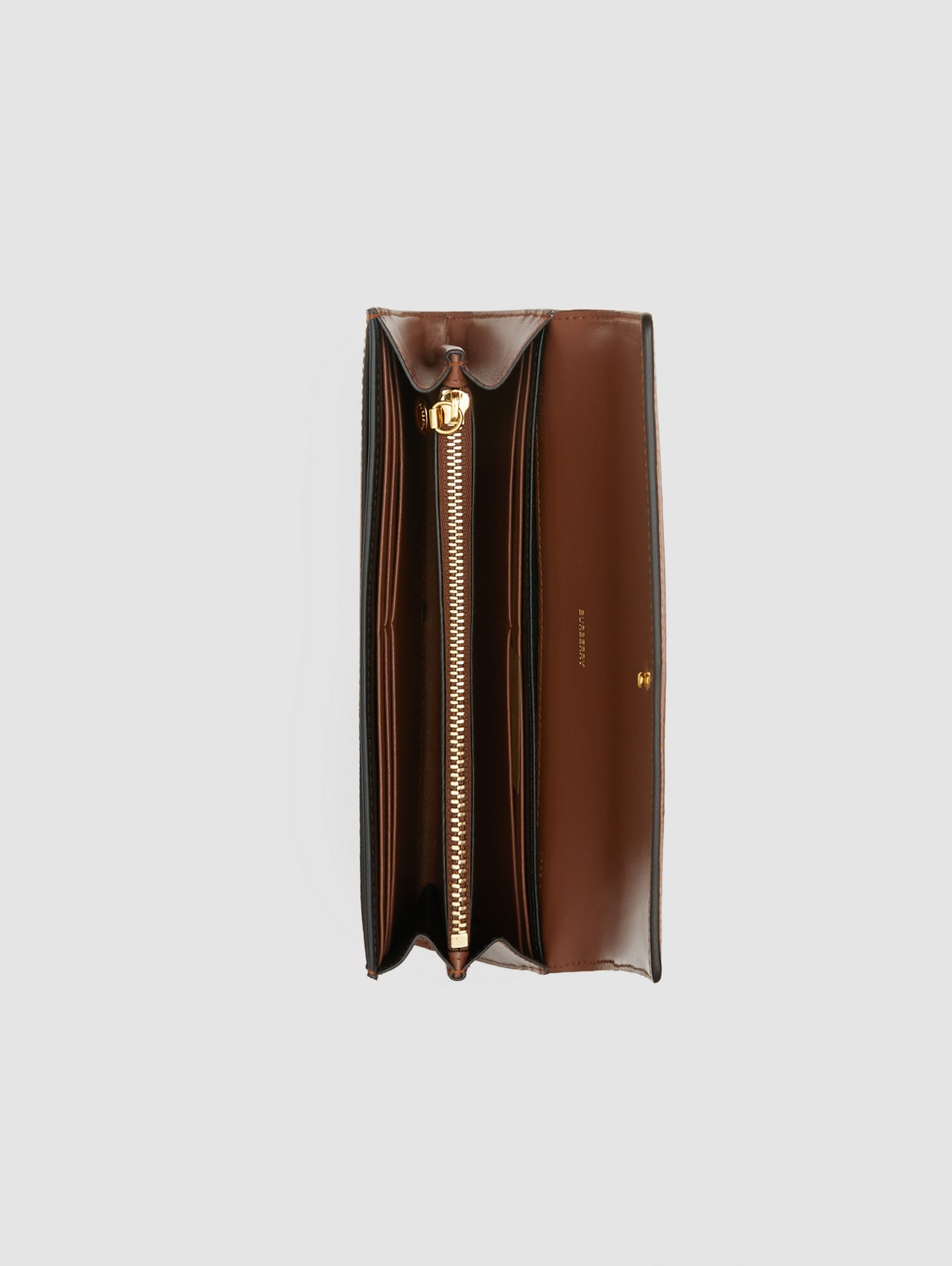 Brieftasche aus Eco-Canvas mit Monogrammmuster im Streifendesign (Lederbraun)