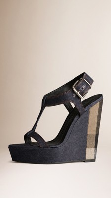 denim platform wedges