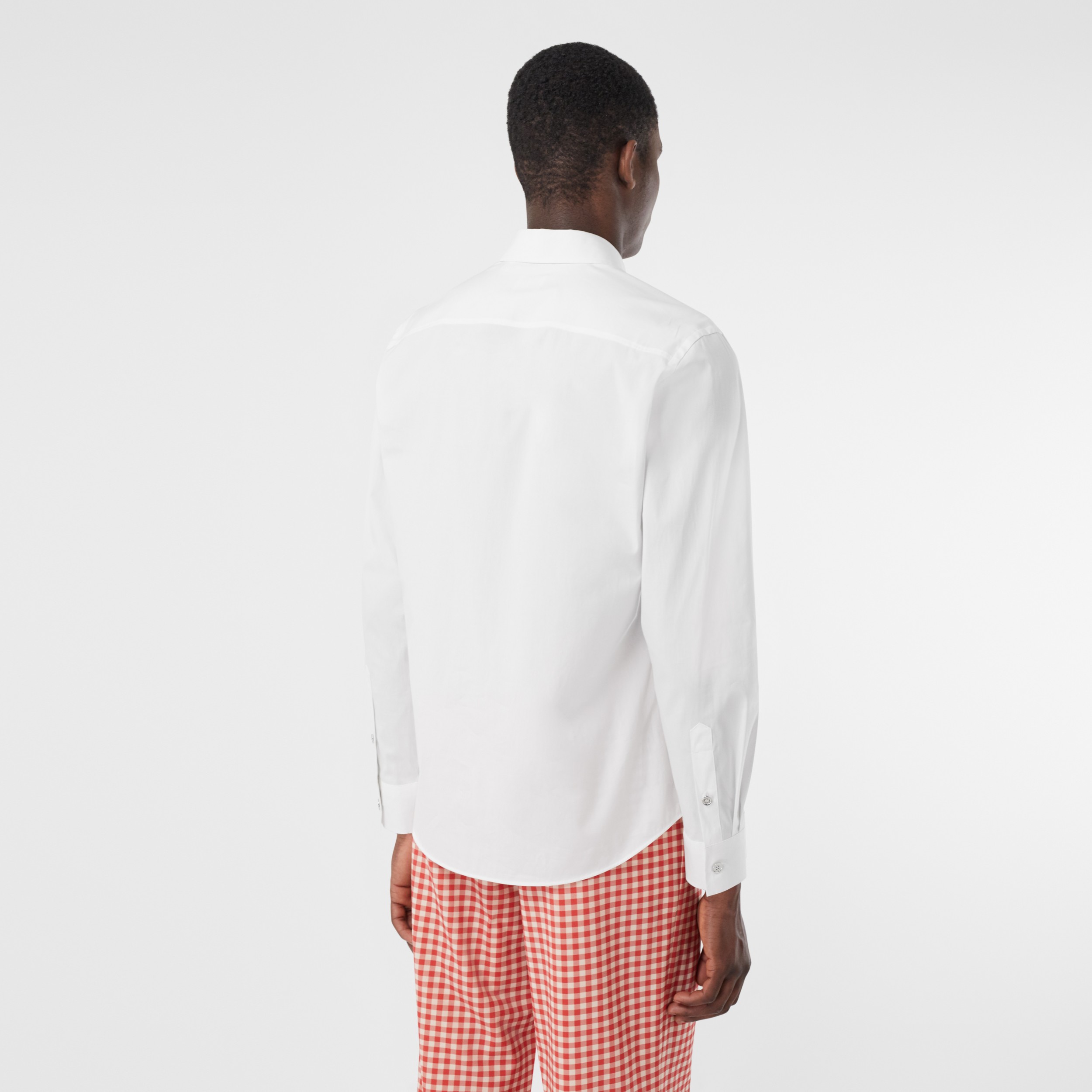 Monogram Motif Stretch Cotton Poplin Shirt in White - Men | Burberry ...