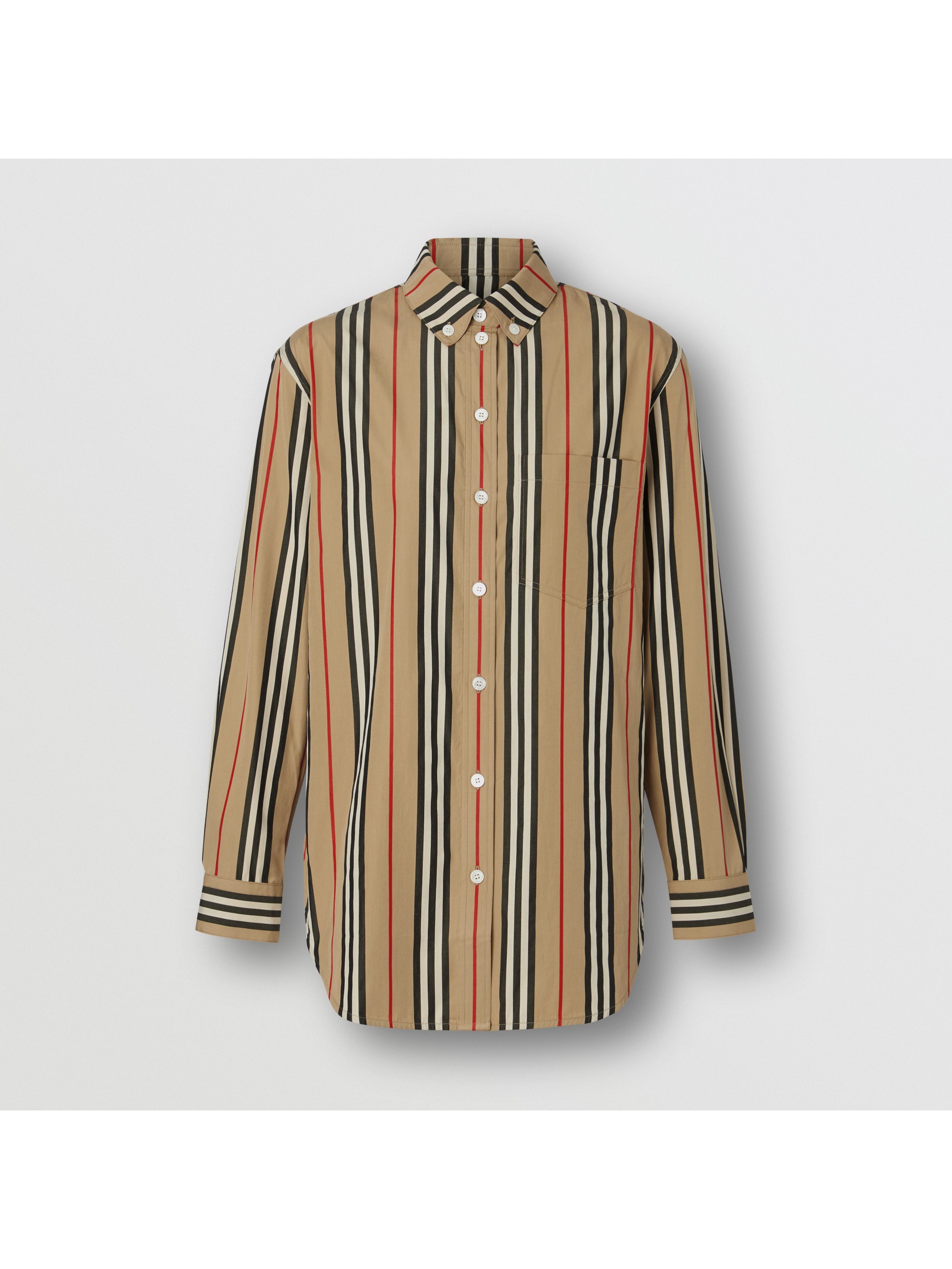 领尖扣衣领标志性条纹棉质衬衫 产品图片31