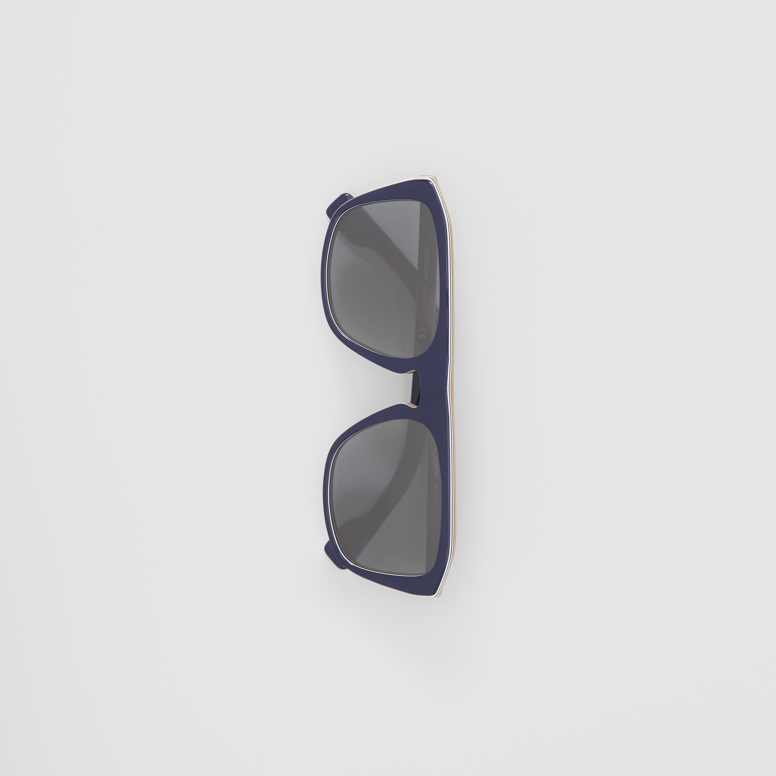 Icon Stripe Detail Square Frame Sunglasses in Blue - Men | Burberry® Official - 3