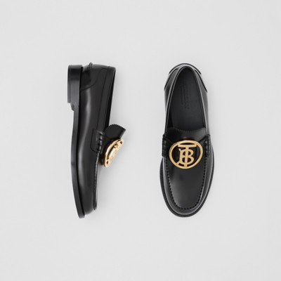 Monogram Motif Leather Loafers in Black 