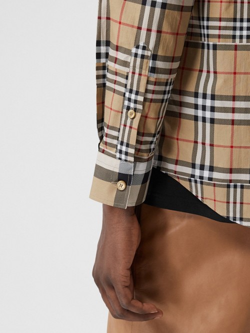 BURBERRY Classic Fit Patchwork Check Cotton Shirt