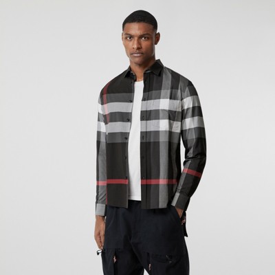burberry check detail stretch cotton top