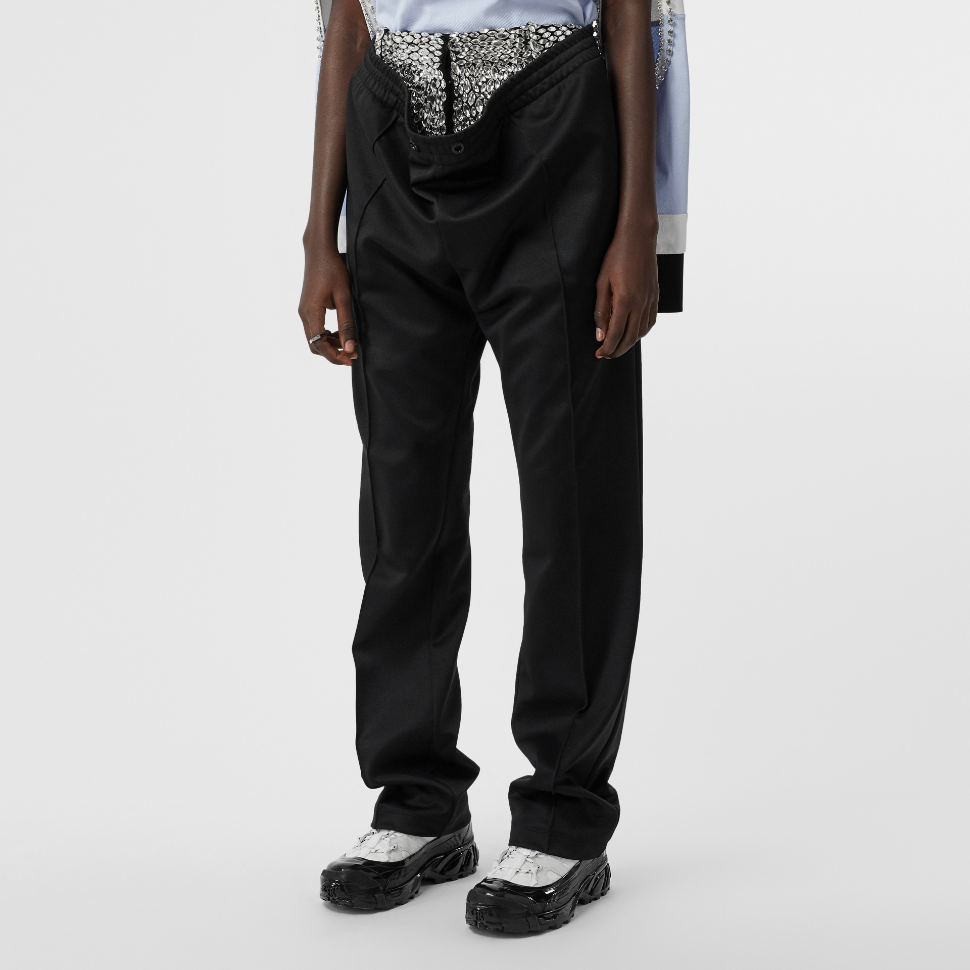 Crystal Detail Double-waist Jersey Trackpants in Black - Women ...