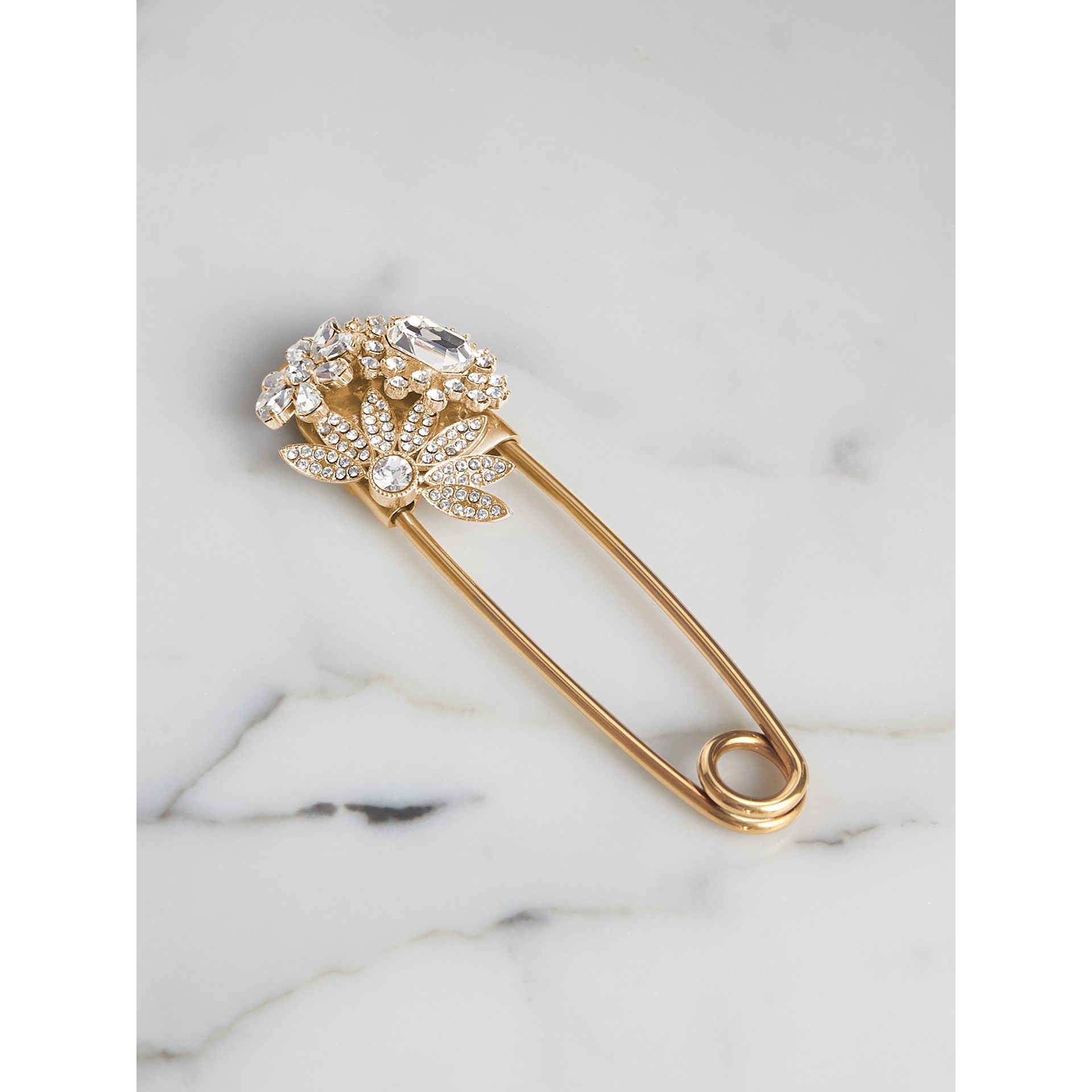 Crystal And Brass Oversized Pin Burberry Crystal And Brass Oversized Pin Burberry Gallery Image 0
