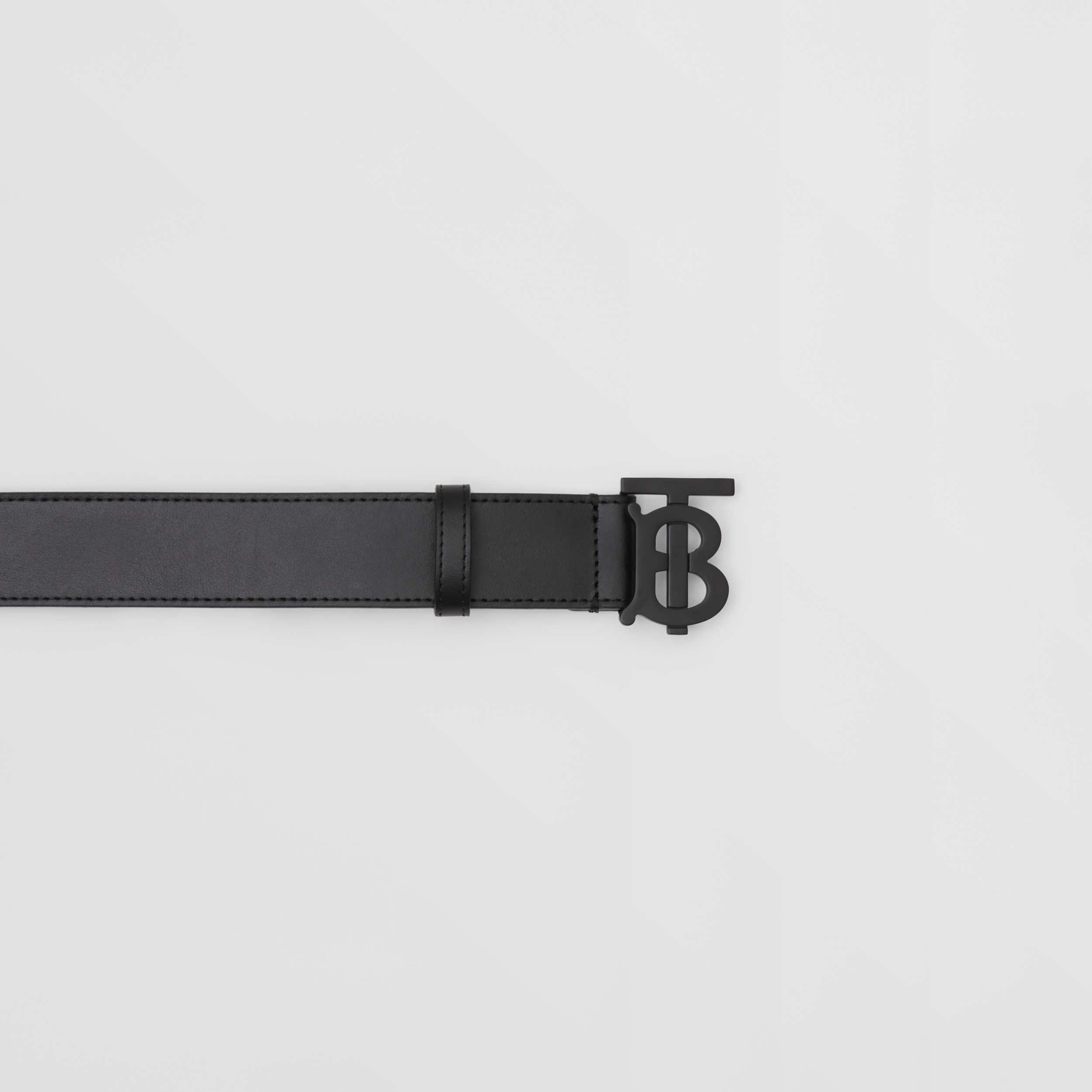 Matte Monogram Motif Leather Belt in Black - Men | Burberry® Official