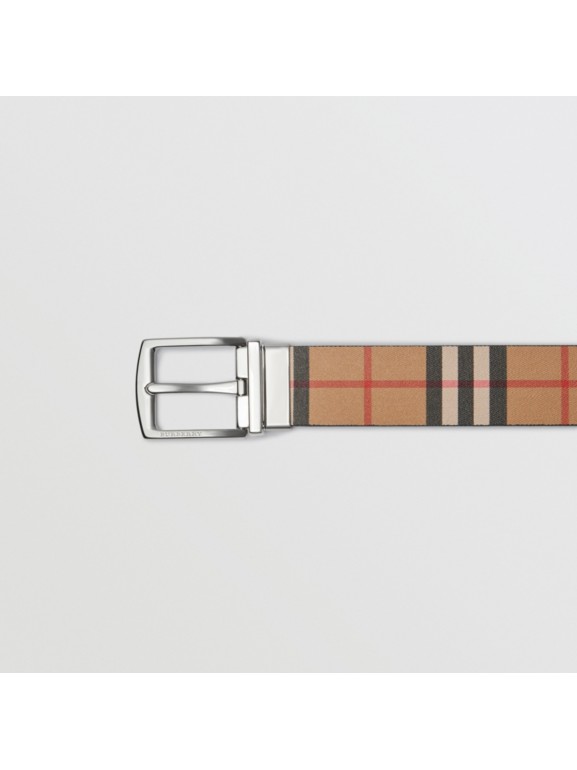 Reversible Vintage Check Leather Belt in Black - Men | Burberry United ...