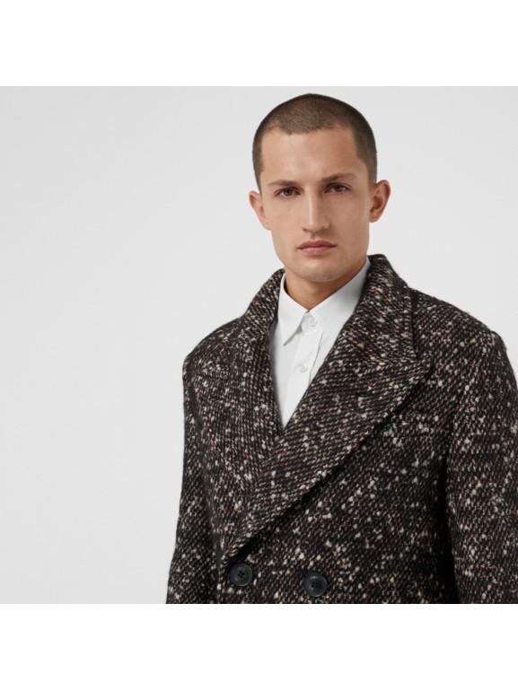 Wool Mohair Blend Tweed Tailored Coat in Black Men Burberry United