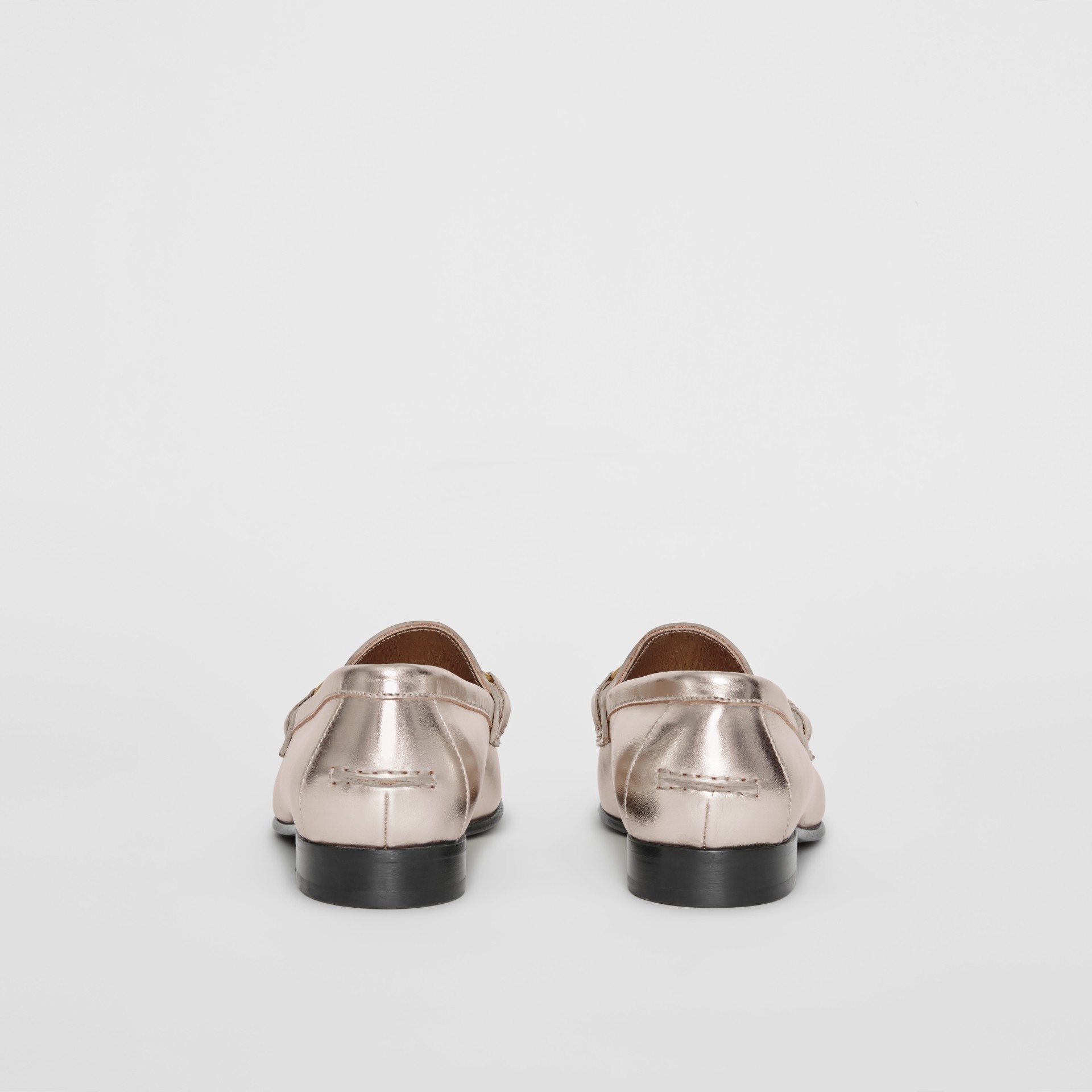 The Metallic Leather Link Loafer in Light Gold Women Burberry