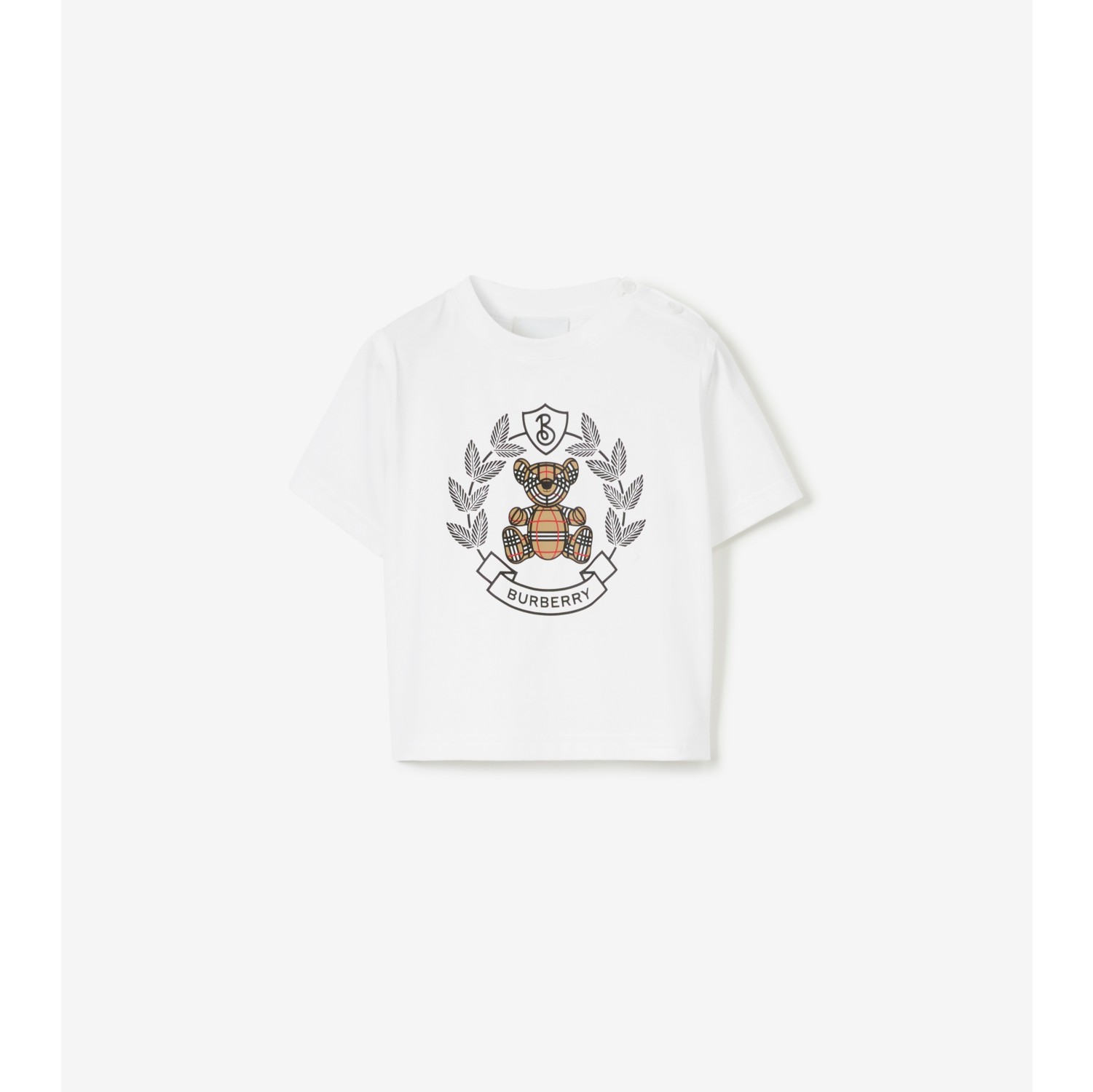 Thomas Bear Print Cotton T-shirt in White - Children | Burberry