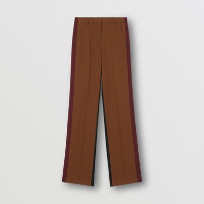 Colour Block Wool Blend Tailored Trousers