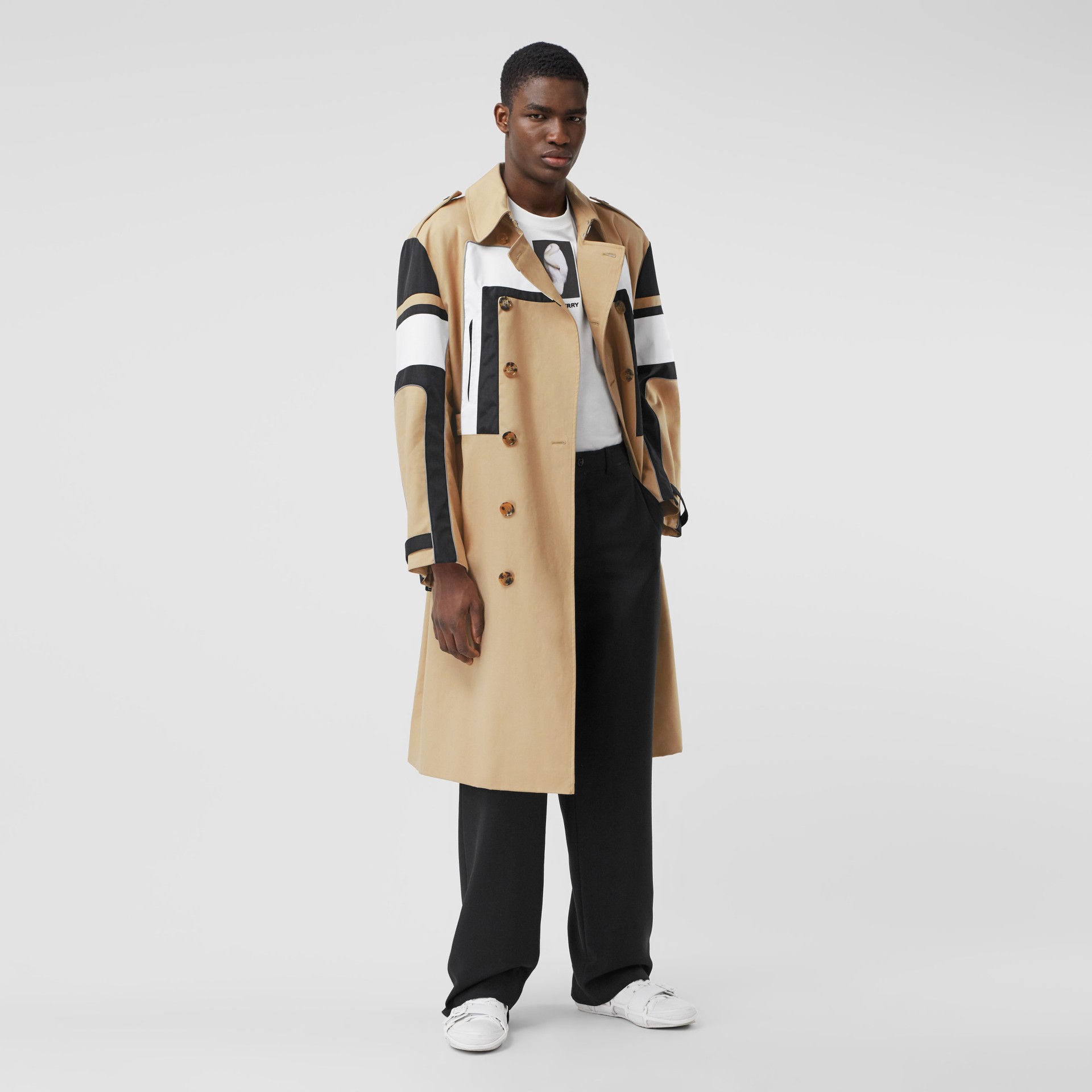 Panelled Cotton Gabardine Trench Coat in Soft Fawn - Men | Burberry ...