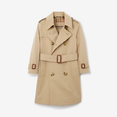 Shop Burberry Childrens Gabardine Trench Coat In Honey