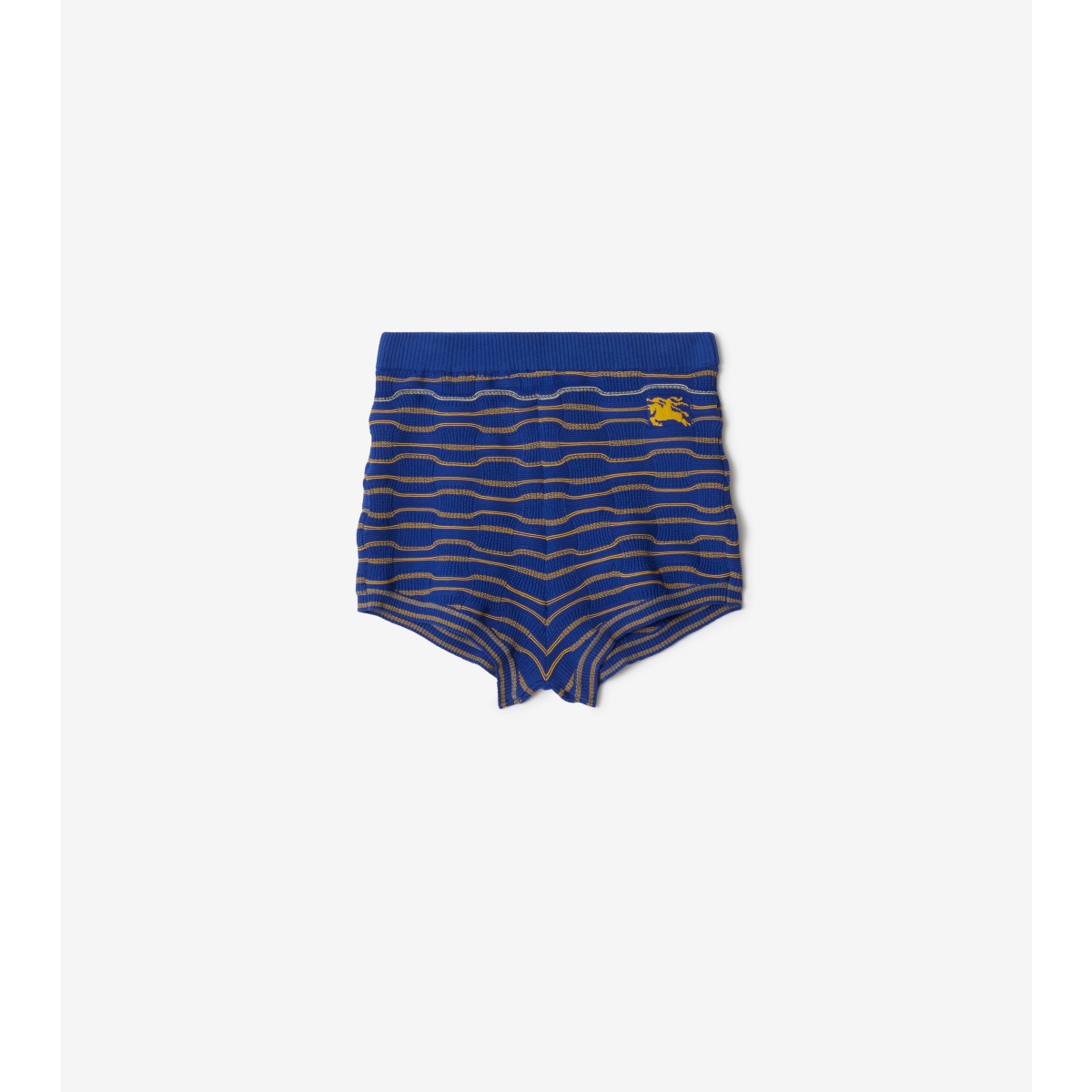 Shop Burberry Striped Cotton Blend Shorts In Knight/sunflower