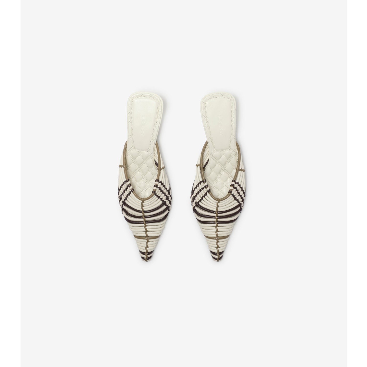 Check Woven Leather Cameo Mules