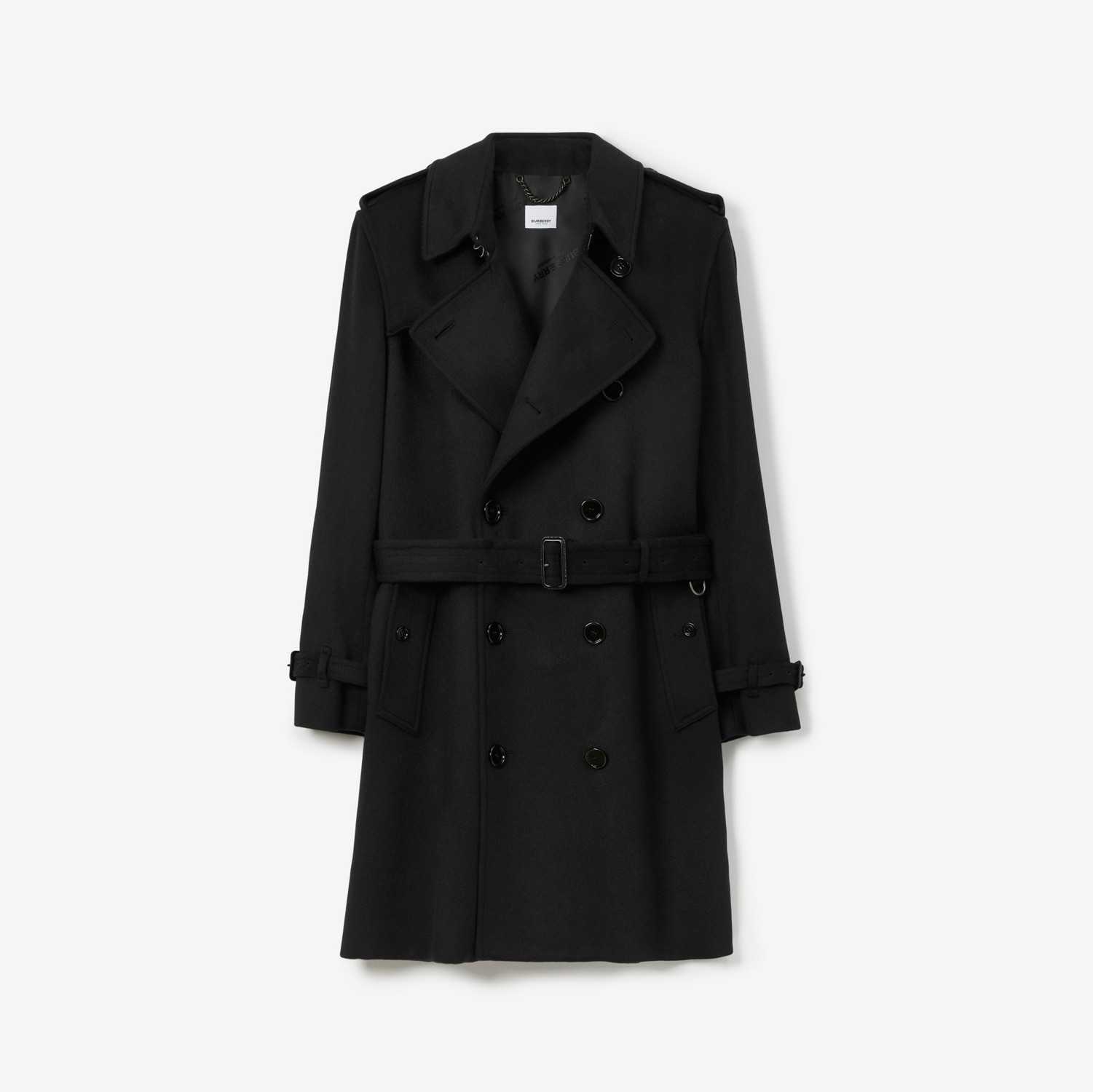 Mid-length Cashmere Blend Kensington Trench Coat in Black - Men | Burberry® Official
