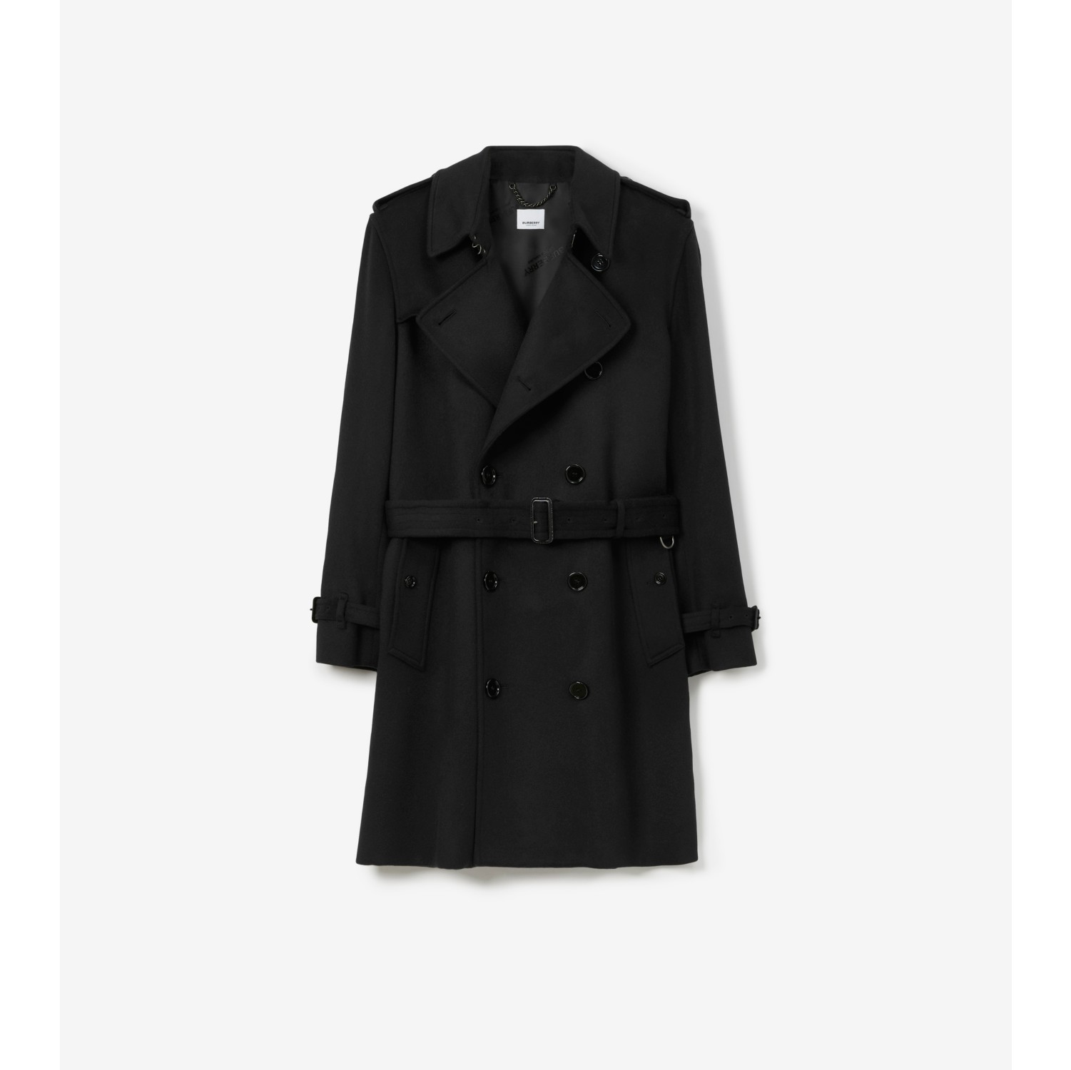 Mid-length Cashmere Blend Kensington Trench Coat in Black - Men | Burberry®  Official