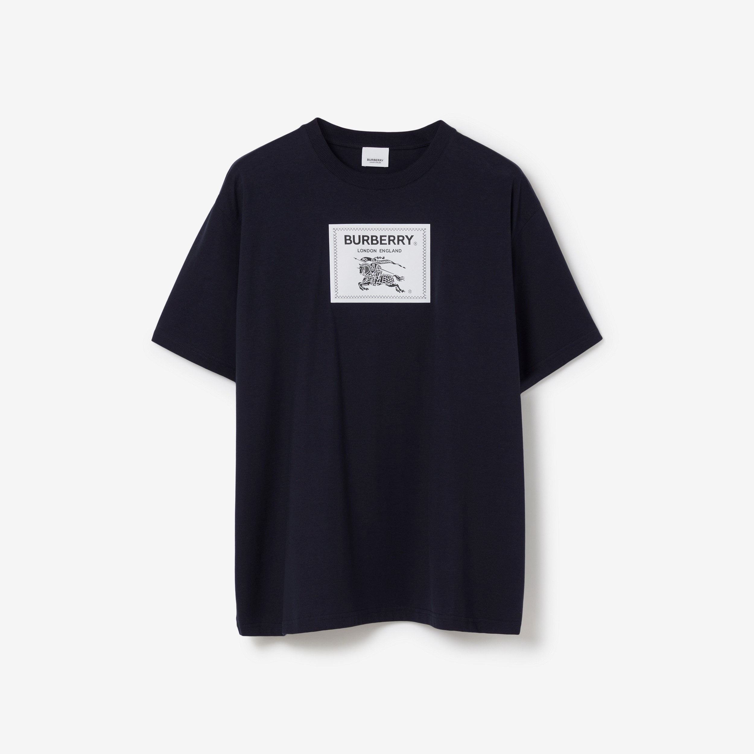 Camiseta em algodão com etiqueta Prorsum (Azul Marinho Fumê) - Homens | Burberry® oficial - 1