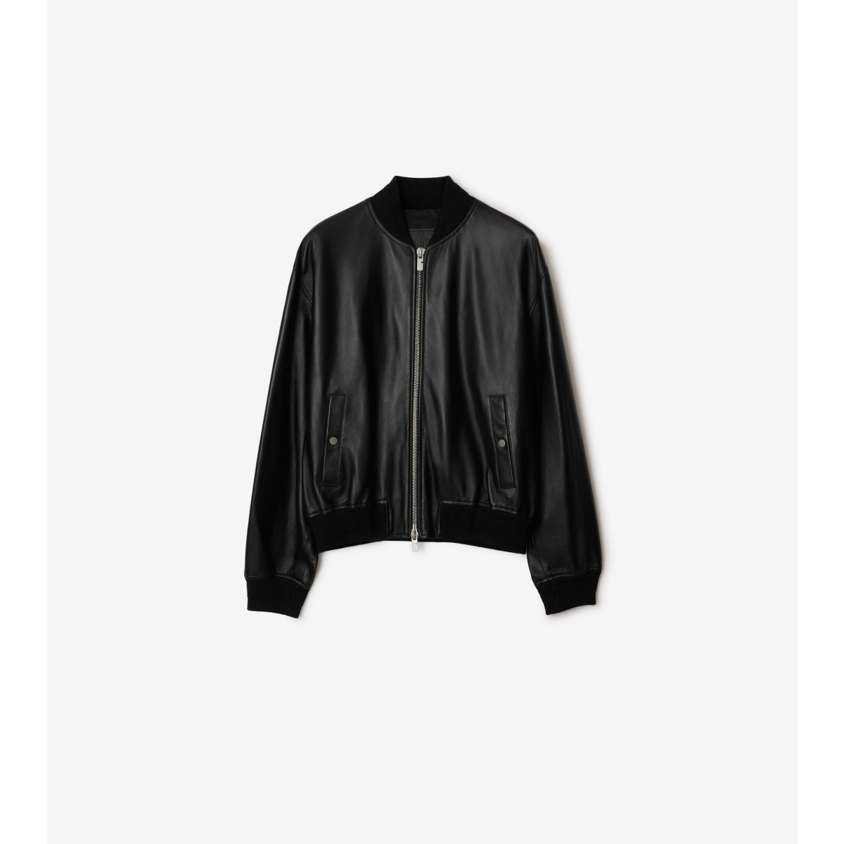 Burberry Drop-shoulder Leather Bomber Jacket In Black