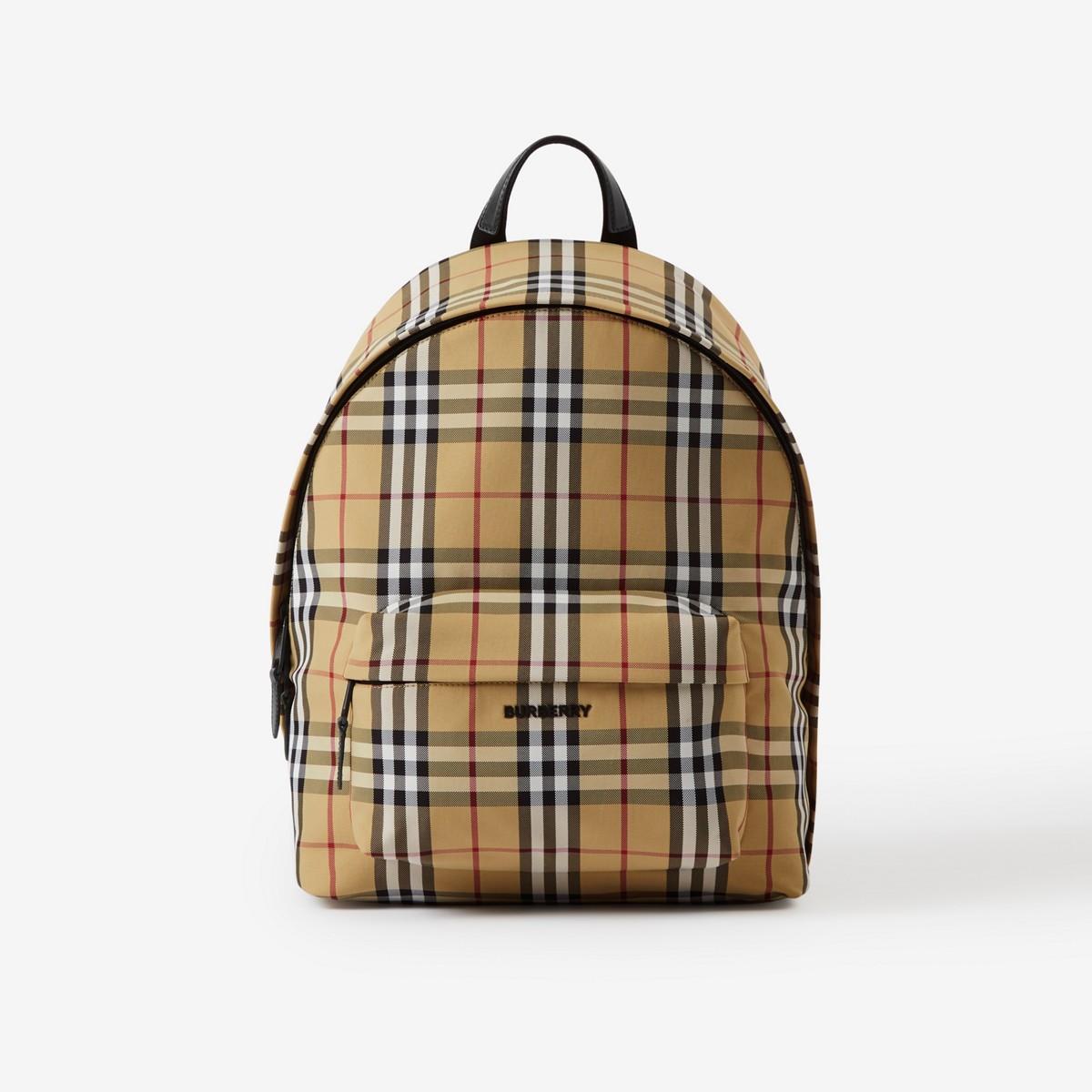 Shop Burberry Check Backpack In Archive Beige
