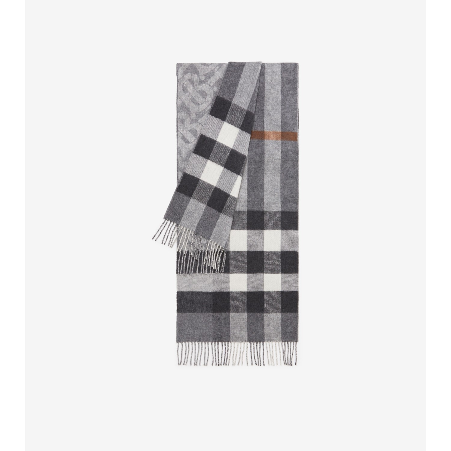 Reversible check and monogram cashmere sale scarf