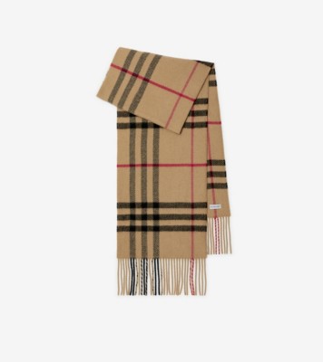 Check Wool Cashmere Scarf in Archive beige Burberry Official