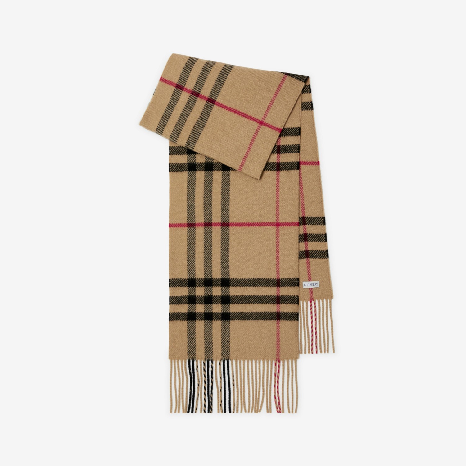 格纹羊毛羊绒混纺围巾 (典藏米色) | Burberry® 博柏利官网