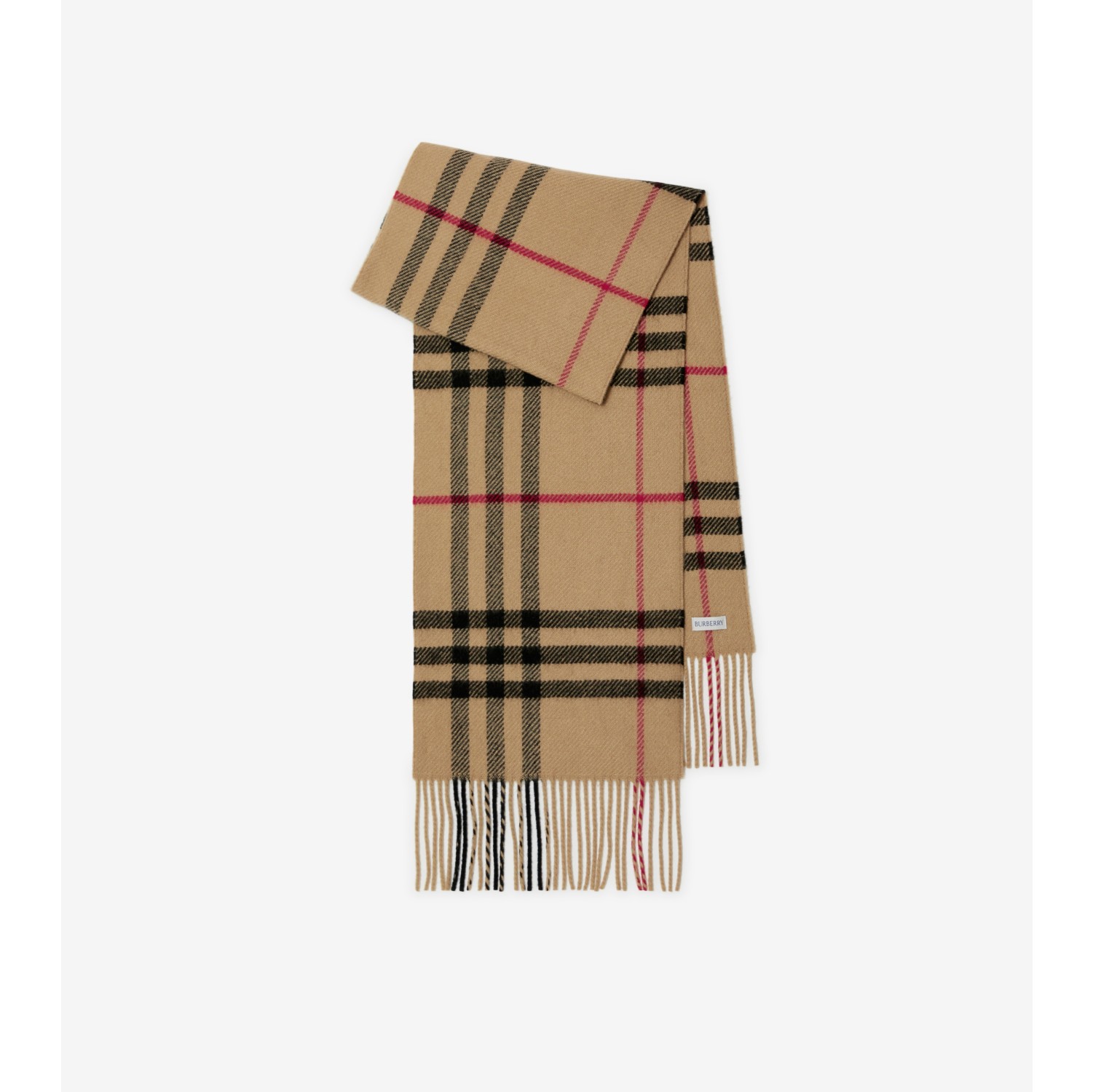 Check Wool Cashmere Scarf in Archive Beige