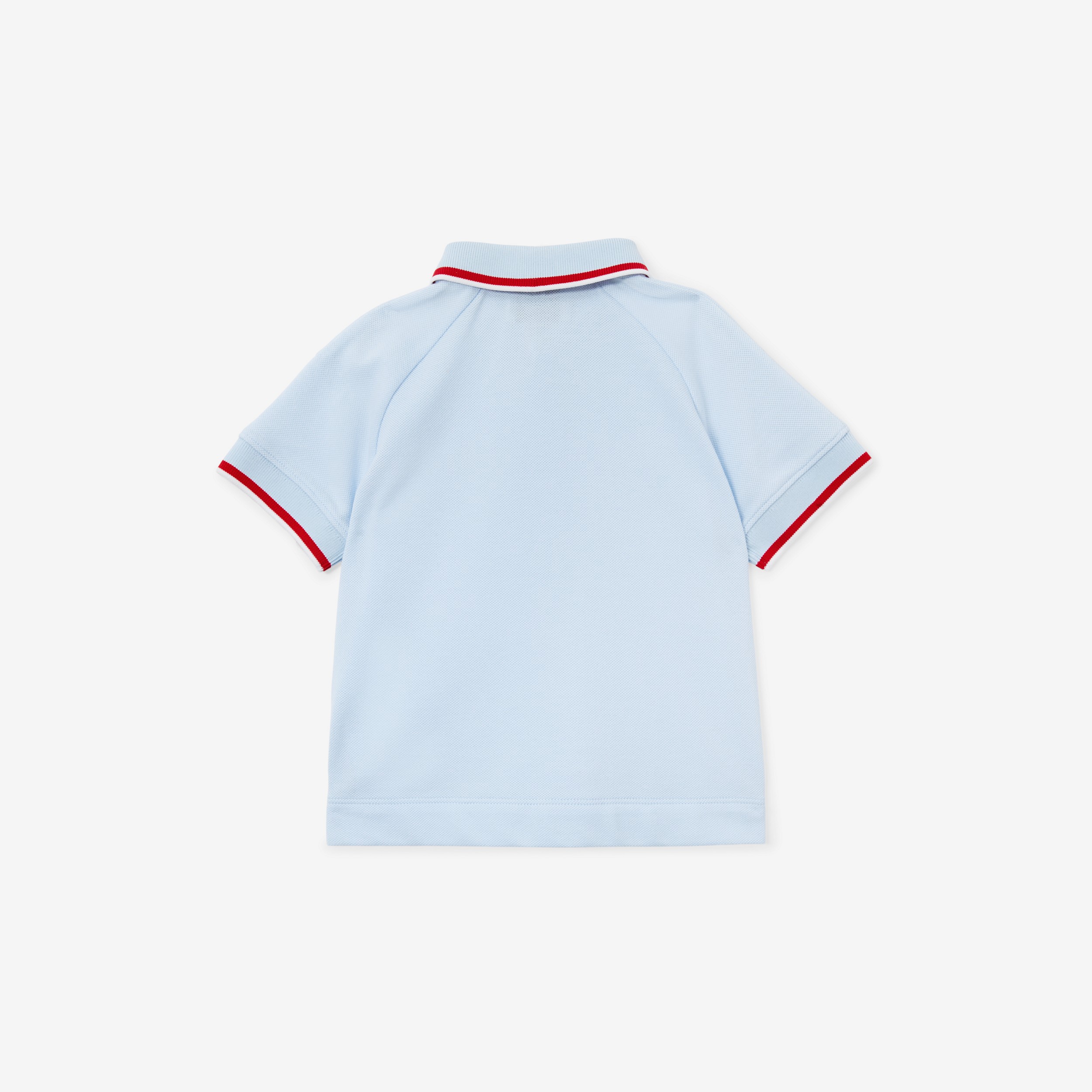 Logo Script Print Cotton Piqué Polo Shirt in Pale Blue - Children | Burberry® Official - 2
