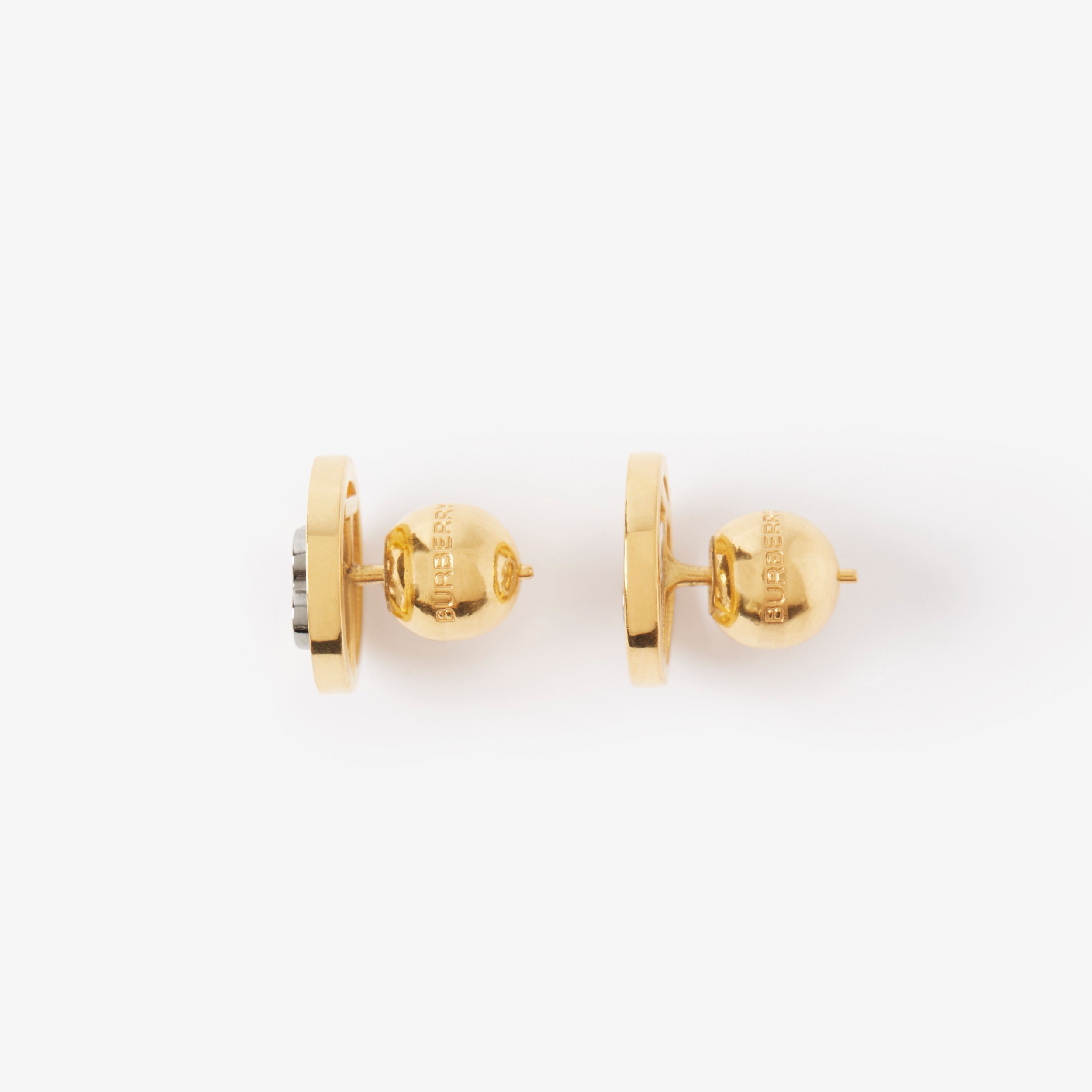 Vergoldete und Palladium-beschichtete kleine Ohrringe mit Monogrammmotiv (Helles Goldfarben/palladium) - Damen | Burberry® - 2