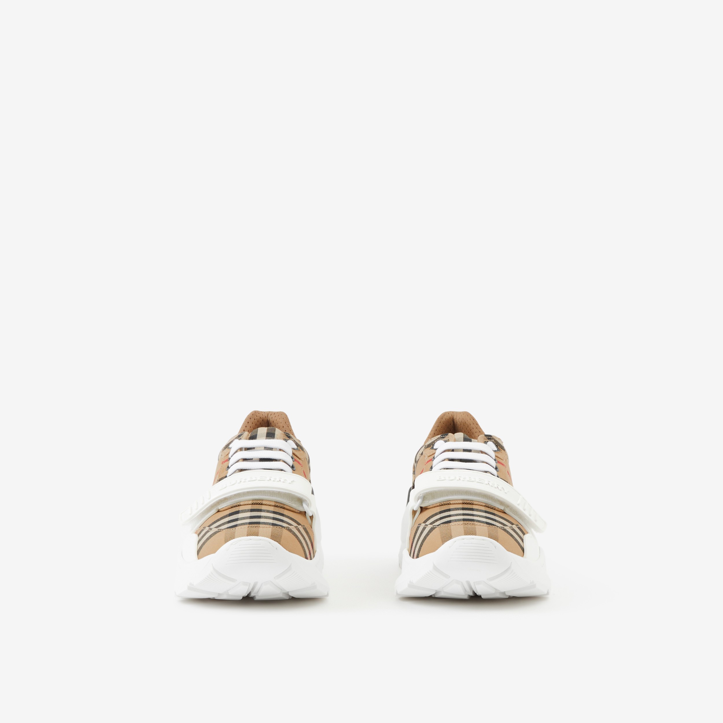 Vintage Check and Leather Sneakers in Archive Beige - Women | Burberry® Official - 2
