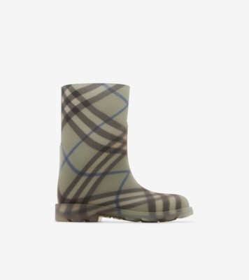 Check Rubber Marsh High Boots in Lichen Children Burberry Official