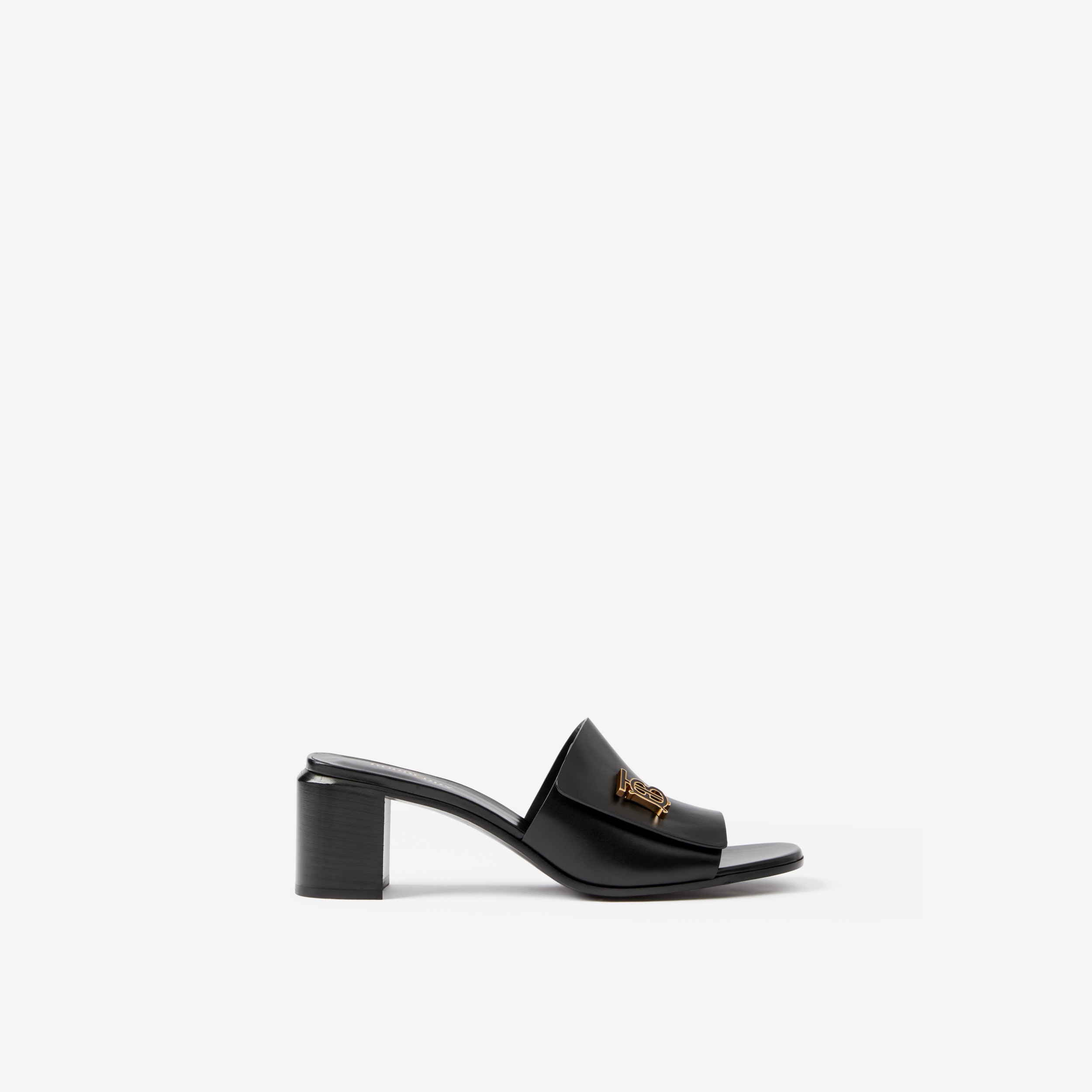Monogram Motif Leather Mules in Black Women Burberry® Official