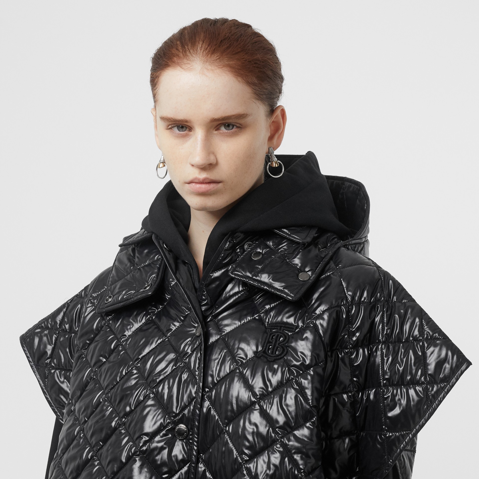 Detachable Hood Diamond Quilted Cape in Black Women Burberry United