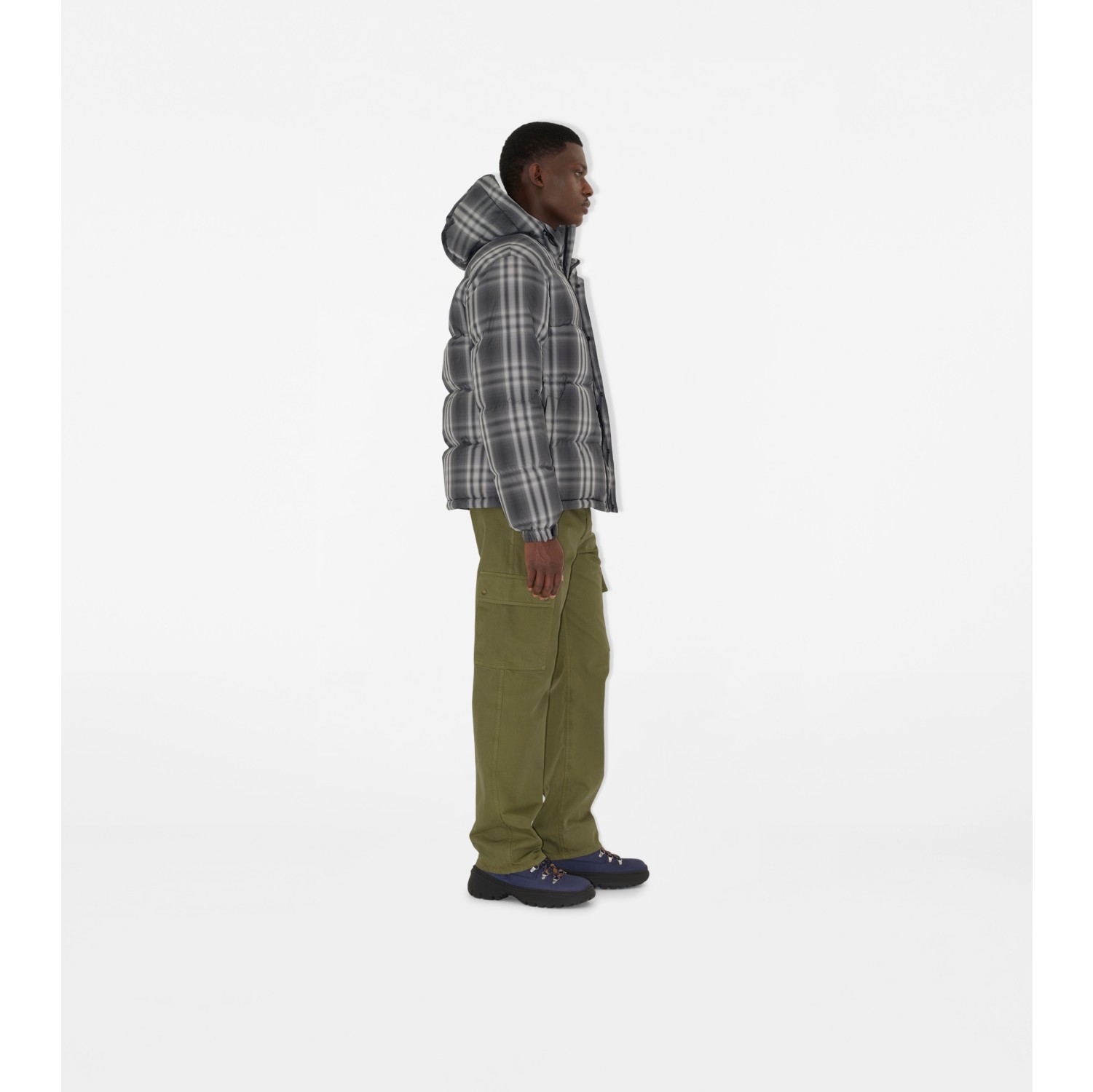 Ombré Check Hooded Puffer Jacket