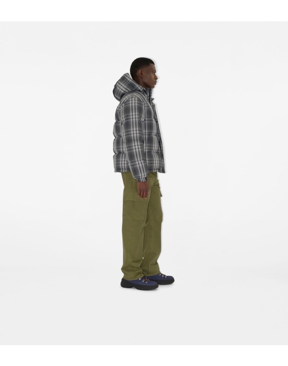 Ombré Check Hooded Puffer Jacket