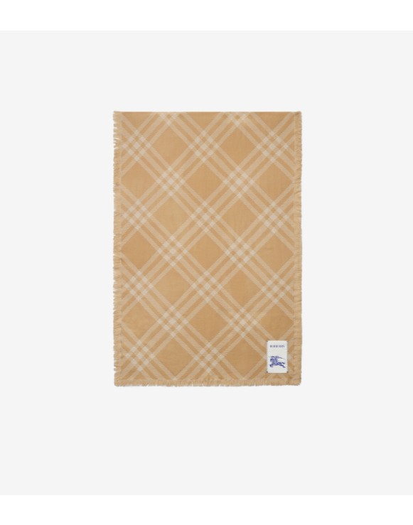 Wide Check Wool Silk Scarf