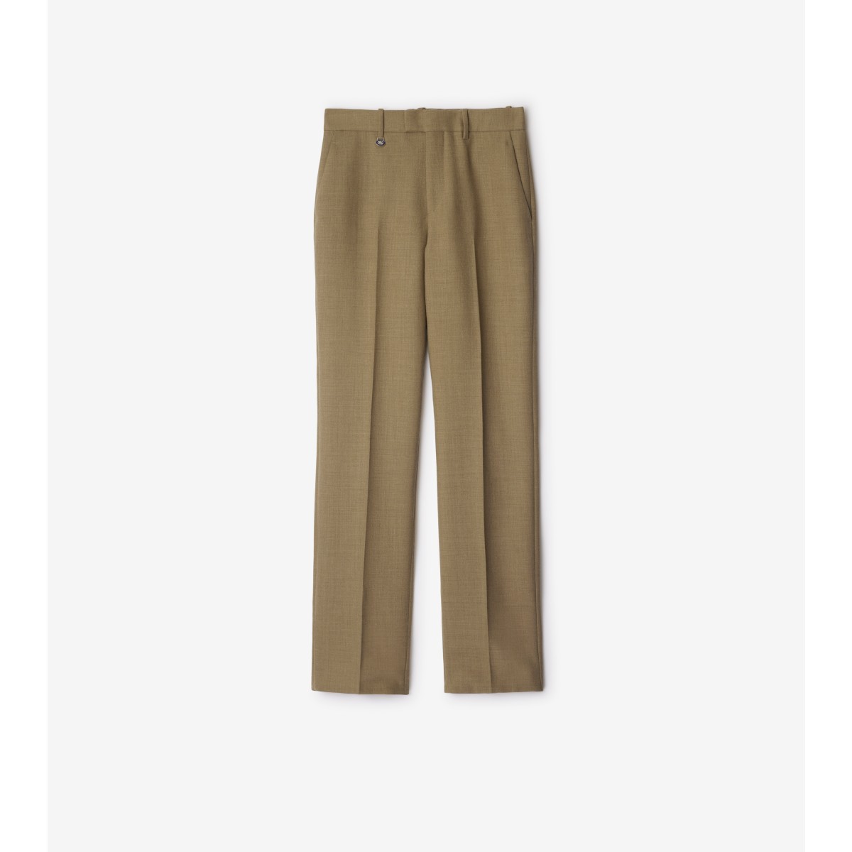 Shop Burberry Wool Tailored Trousers In Linden/mountain