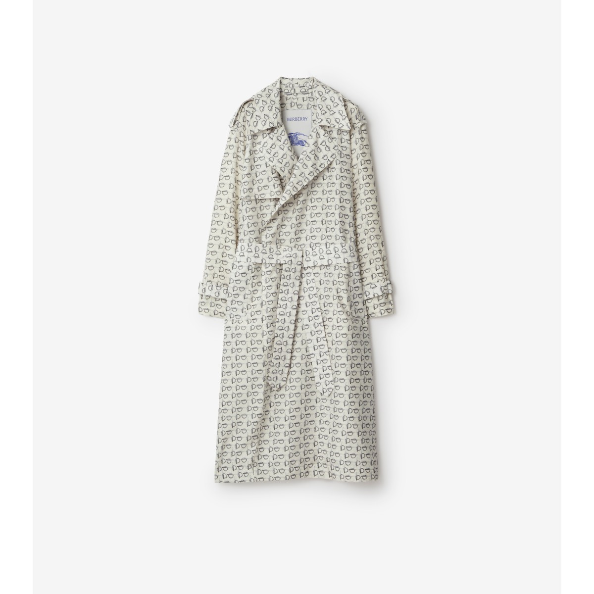 Shop Burberry Long B Silk Trench Coat In White