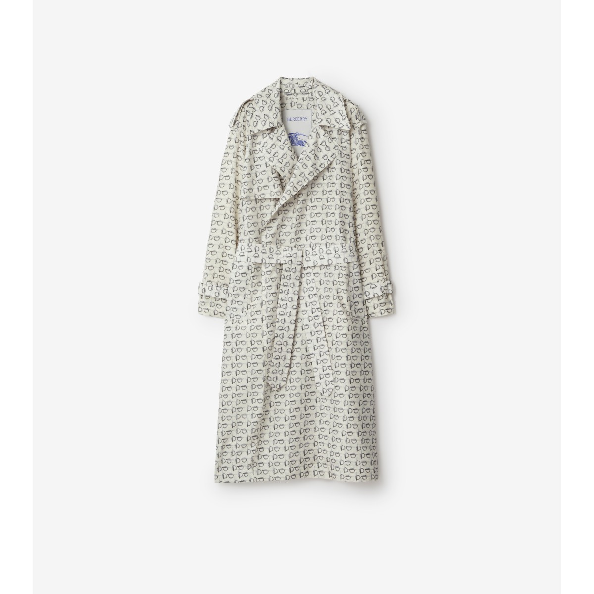 Burberry B-print Silk Trench Coat In White