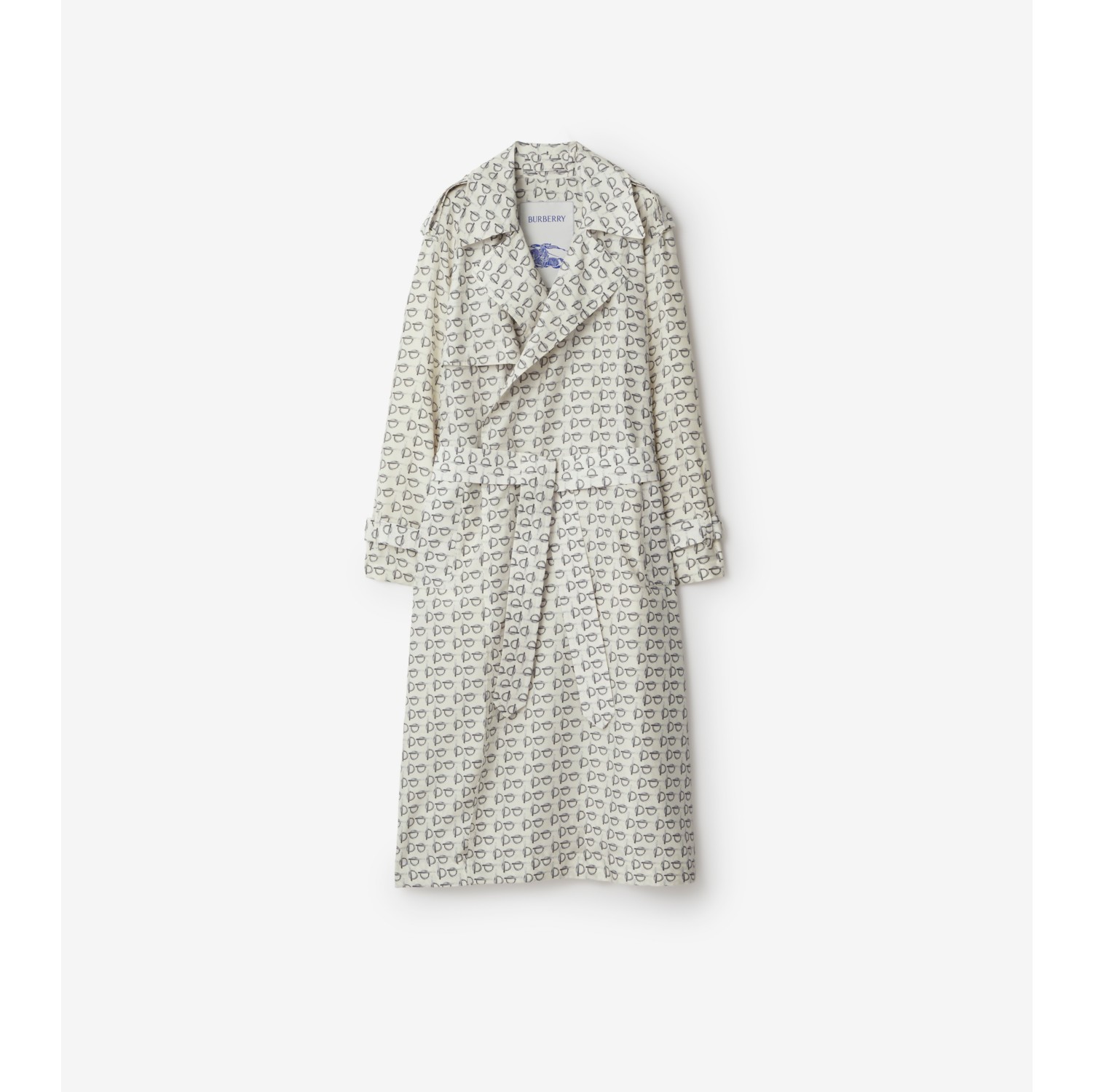 Long B Silk Trench Coat in White - Women | Burberry® Official