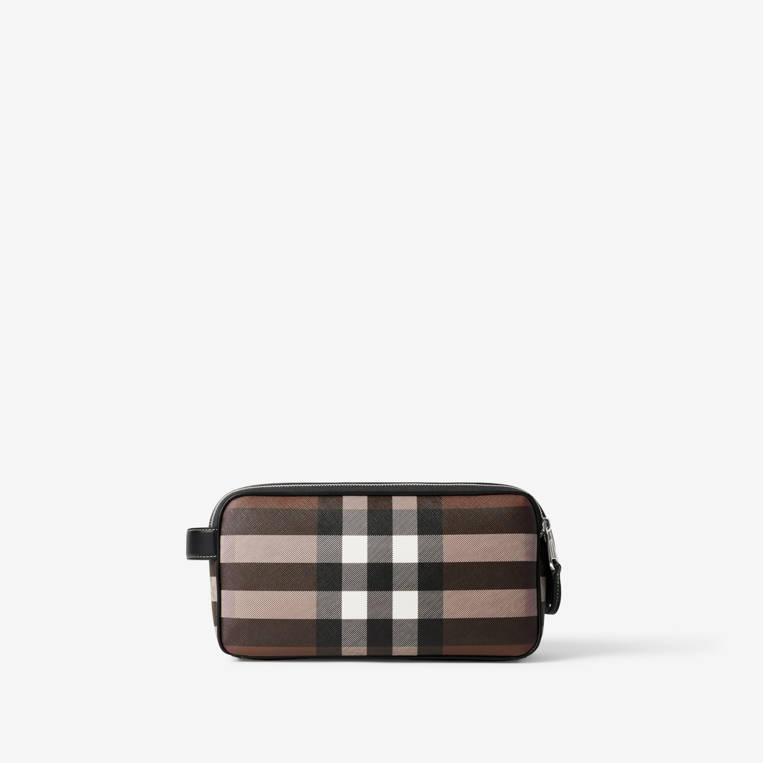 Bolsa pouch de viagem de couro Check (Marrom Bétula Escuro) - Homens | Burberry® oficial