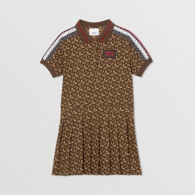Stripe Print Cotton Polo Shirt Dress 