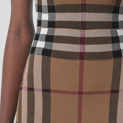Check Cotton Silk Blend Jacquard Skirt in Birch Brown - Women | Burberry®  Official
