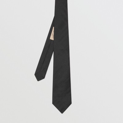 Modern Cut Check Silk Tie in Black 