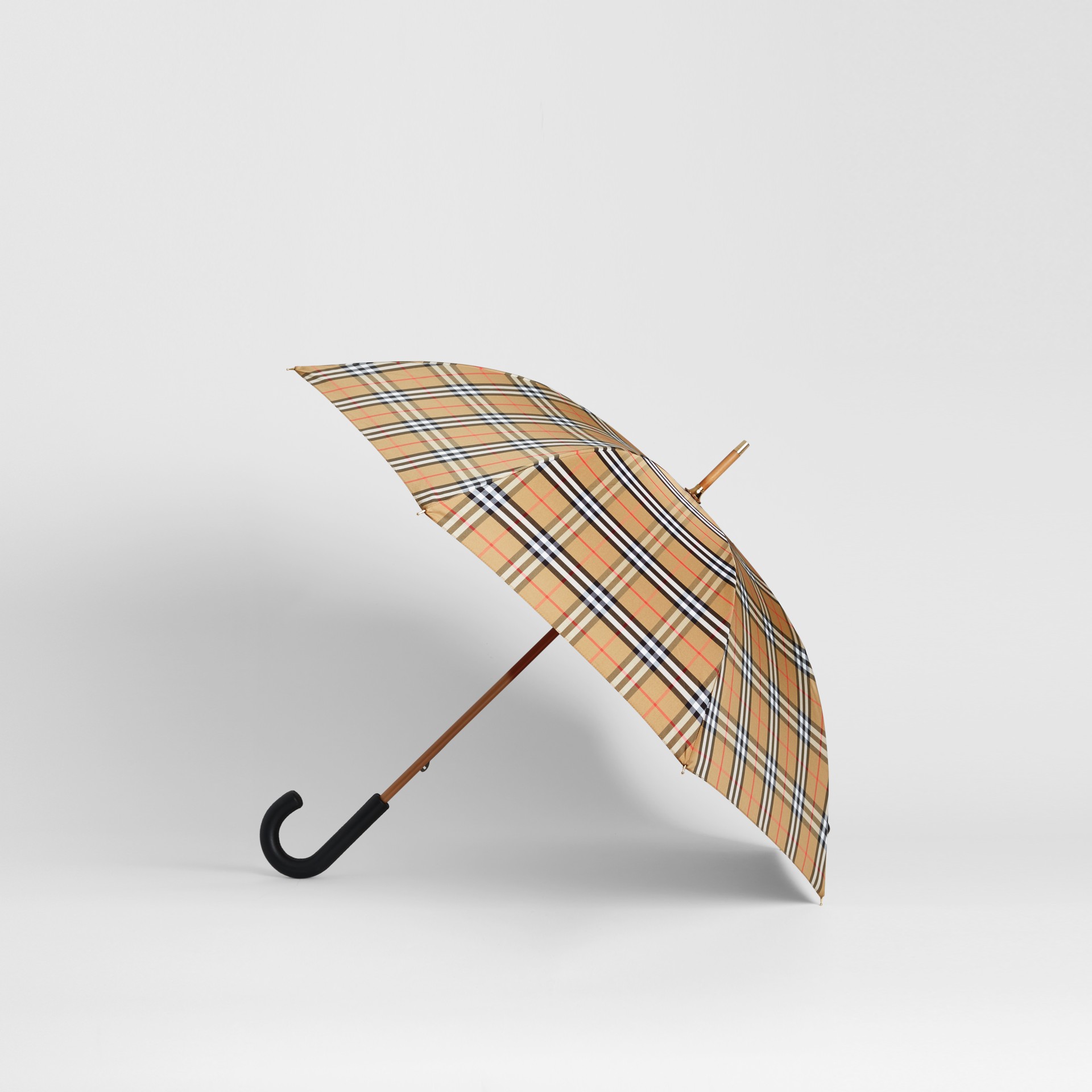 Vintage Check Walking Umbrella in Antique Yellow/black Burberry
